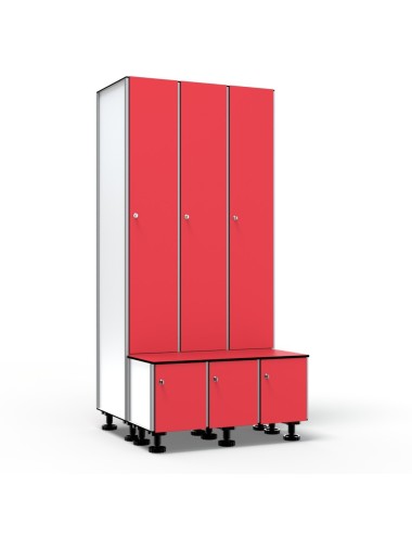 Casier Vestiaire Avec Banc 1 Porte 3 Colonnes