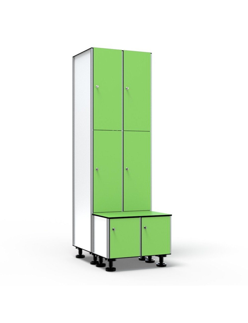 Casier Vestiaire Avec Banc 2 Portes 2 Colonnes
