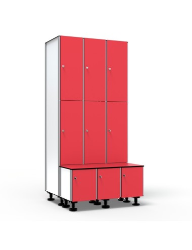 Casier Vestiaire Avec Banc 2 Portes 3 Colonnes
