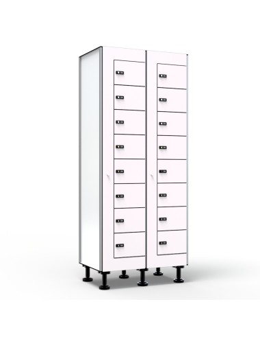 Casier Vestiaire Visitable, Stratifié Compact, 2 Colonnes 16 Cases