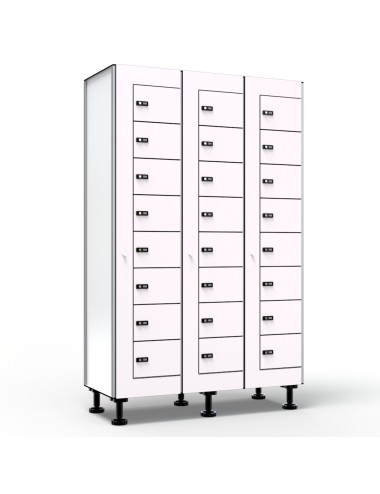 Casier Vestiaire Visitable, Stratifié Compact, 3 Colonnes 24 Cases