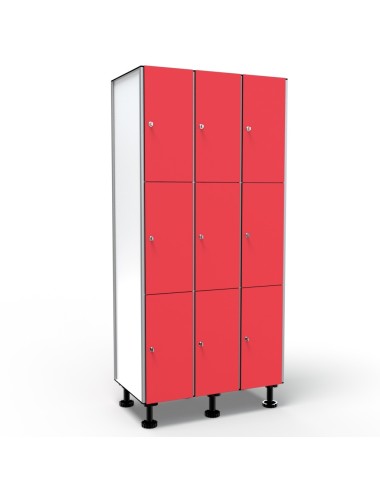 Casier 3 Portes 3 Colonnes - Rouge