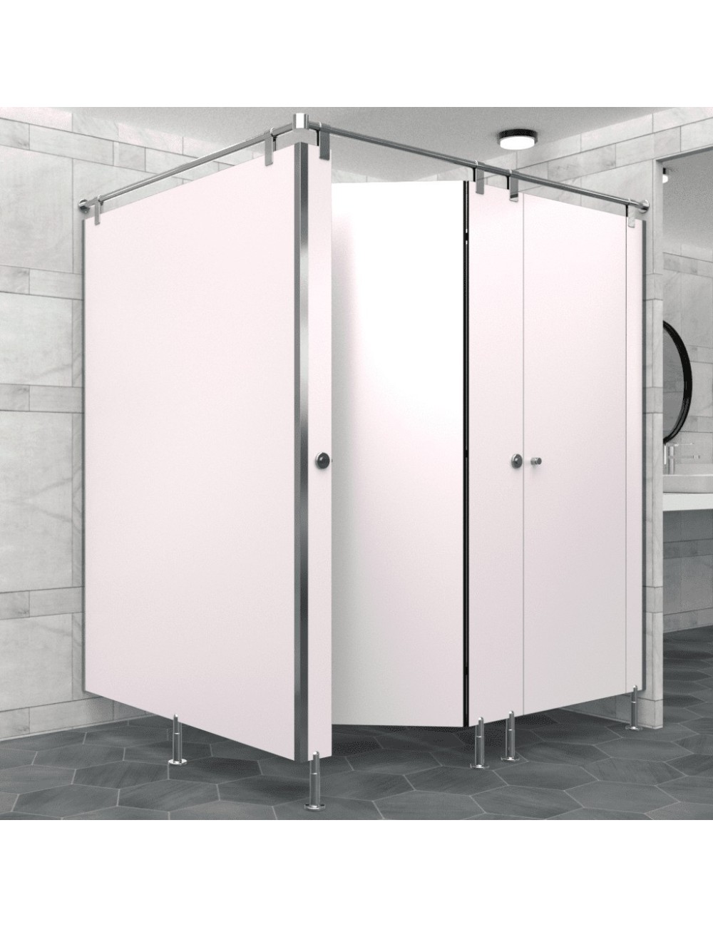 Cabine Sanitaire Stratifié Compact Inox 2FG