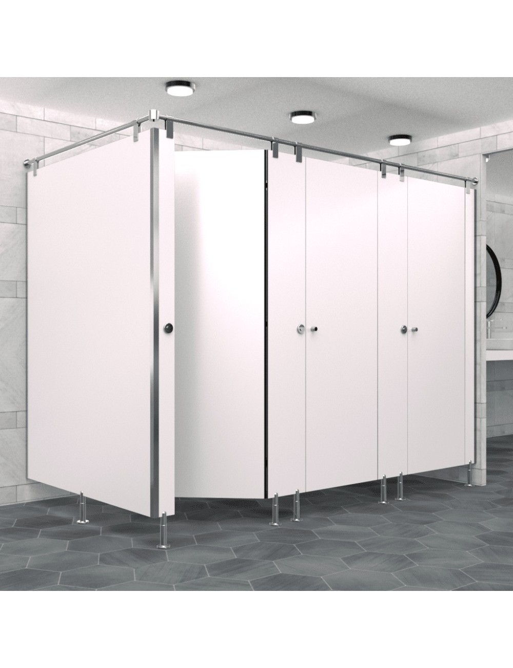 Cabine Sanitaire Stratifié Compact Inox 3FG