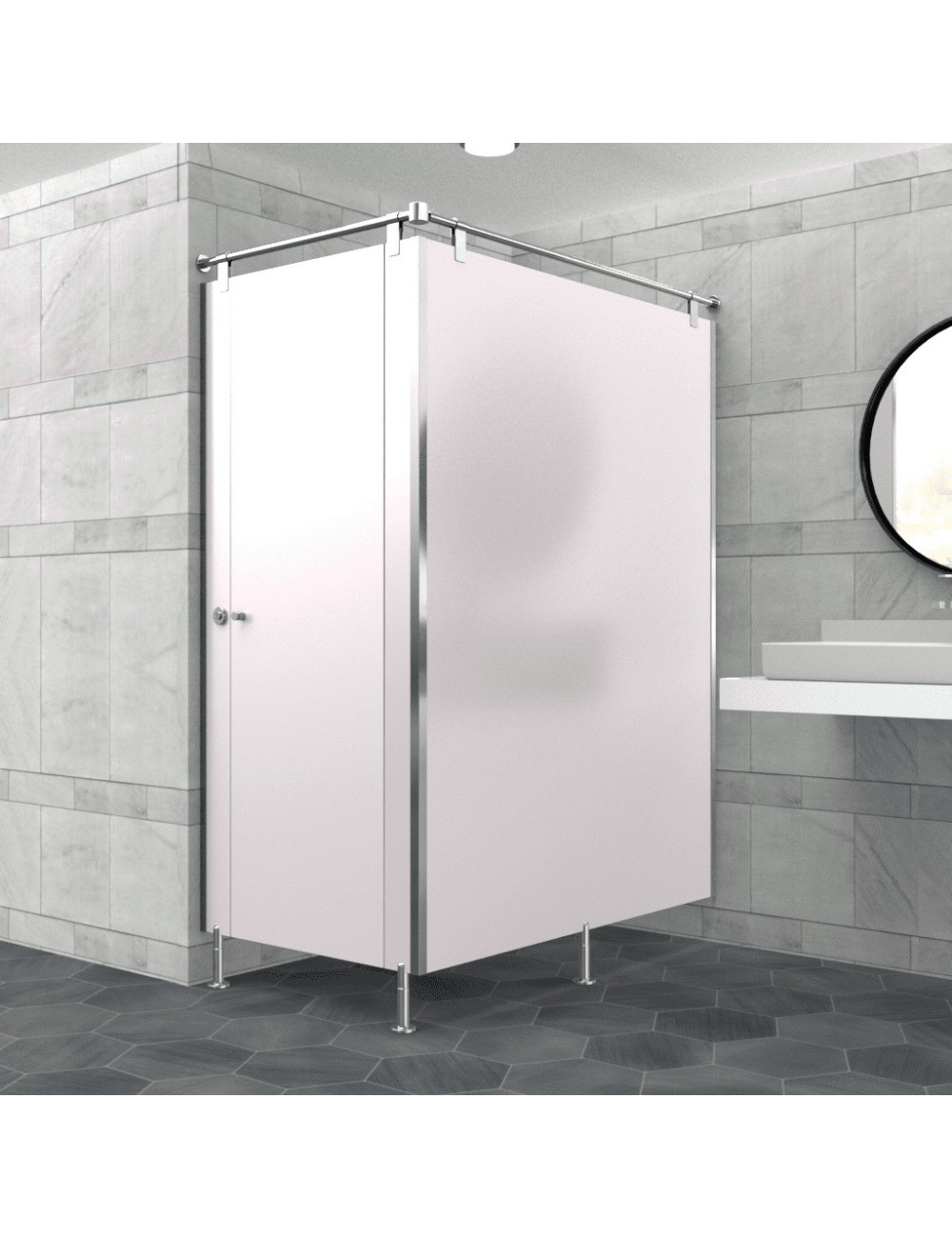 Cabine Sanitaire Stratifié Compact Inox 1FD