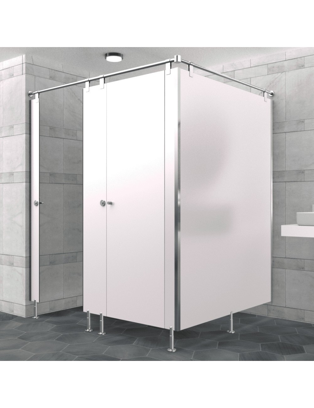 Cabine Sanitaire Stratifié Compact Inox 2FD