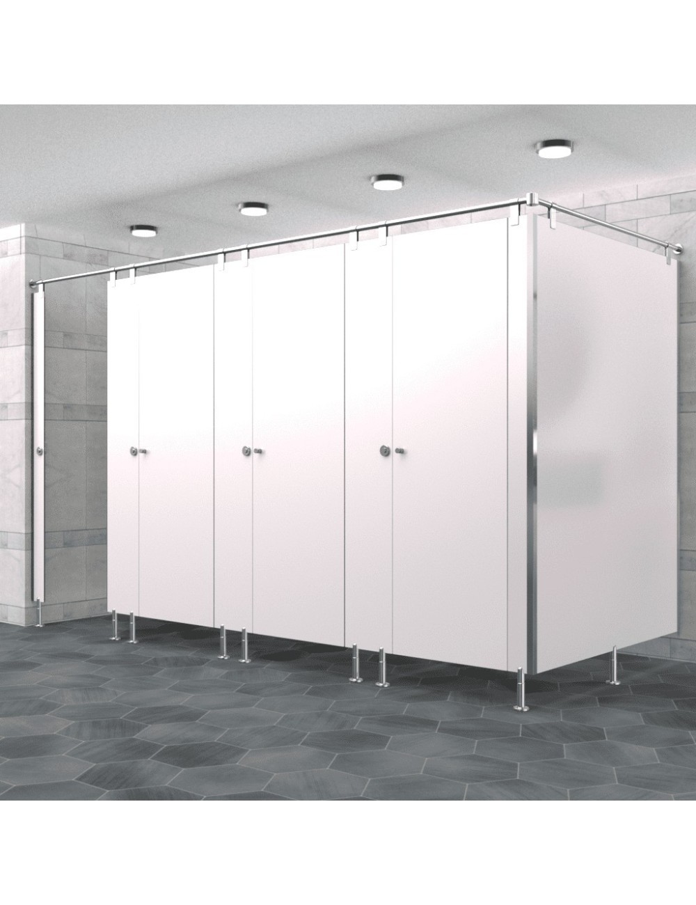 Cabine Sanitaire Stratifié Compact Inox 4FD